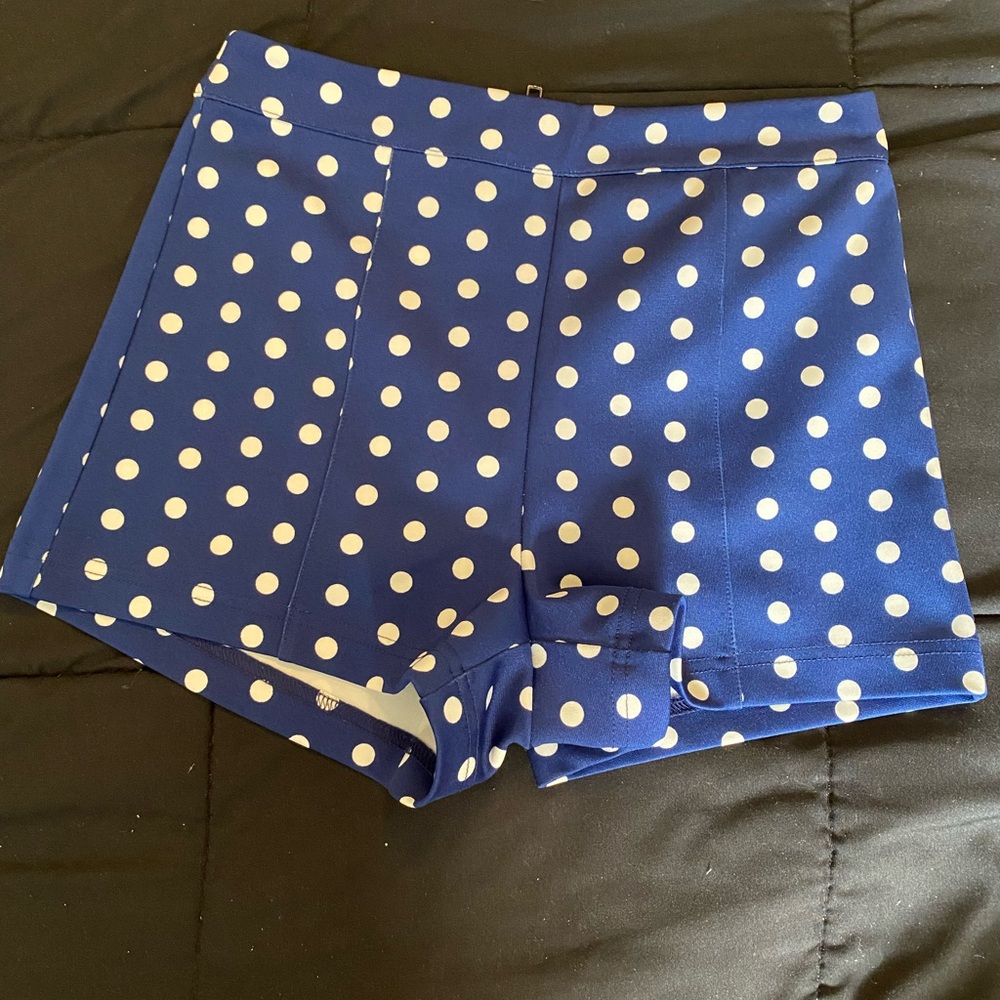 Blue polka dot sailor shorts size s